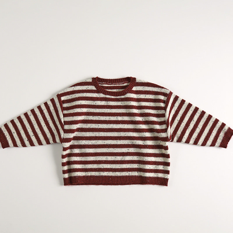 WD Knit Pullover Color Dots Striped Sweater