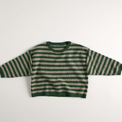 WD Knit Pullover Color Dots Striped Sweater