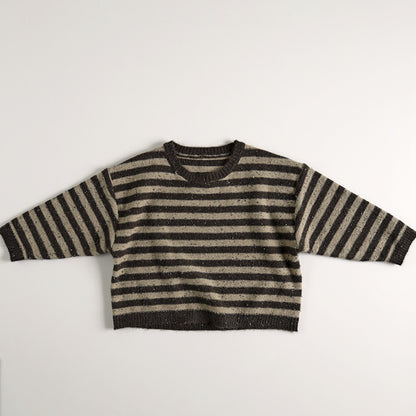 WD Knit Pullover Color Dots Striped Sweater