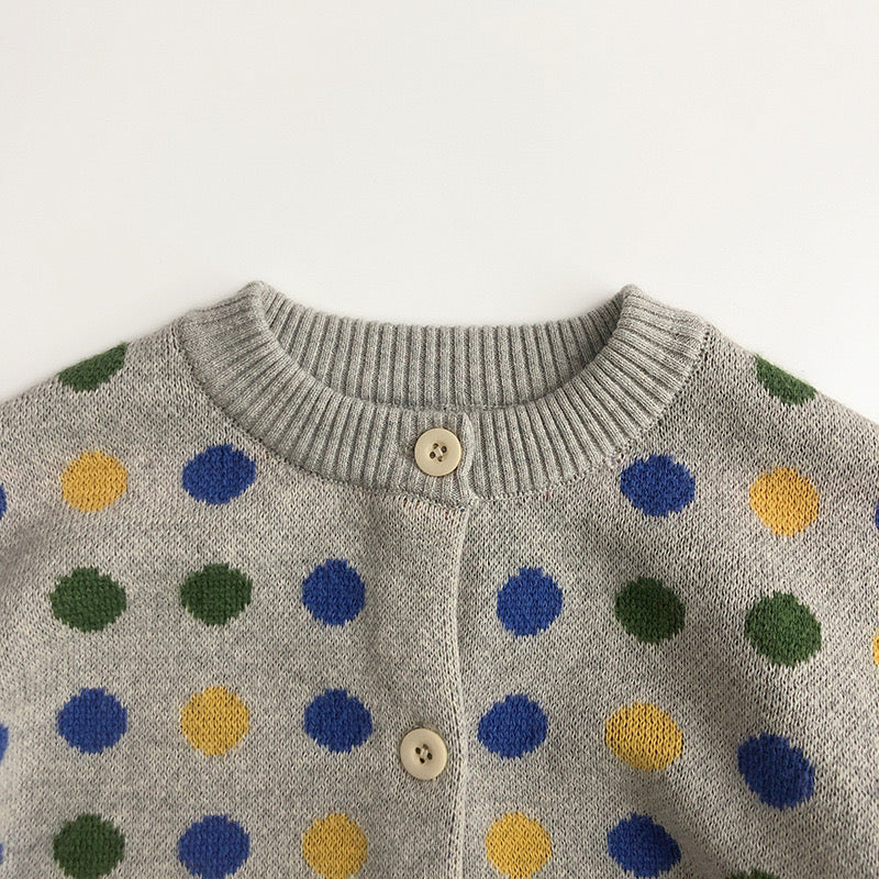 WD Polka Dot Rainbow Color Knit Cardigan