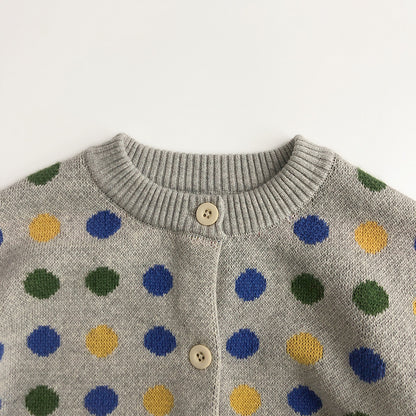 WD Polka Dot Rainbow Color Knit Cardigan