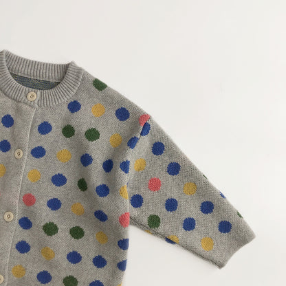 WD Polka Dot Rainbow Color Knit Cardigan