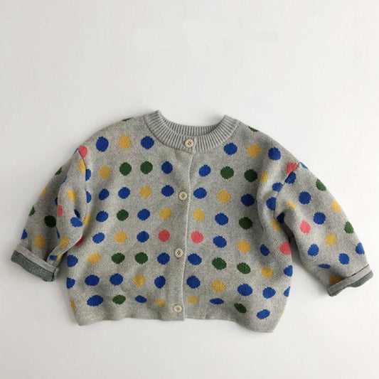 WD Polka Dot Rainbow Color Knit Cardigan