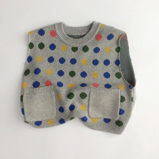 WD Polka Dot Rainbow Color Knit Vest