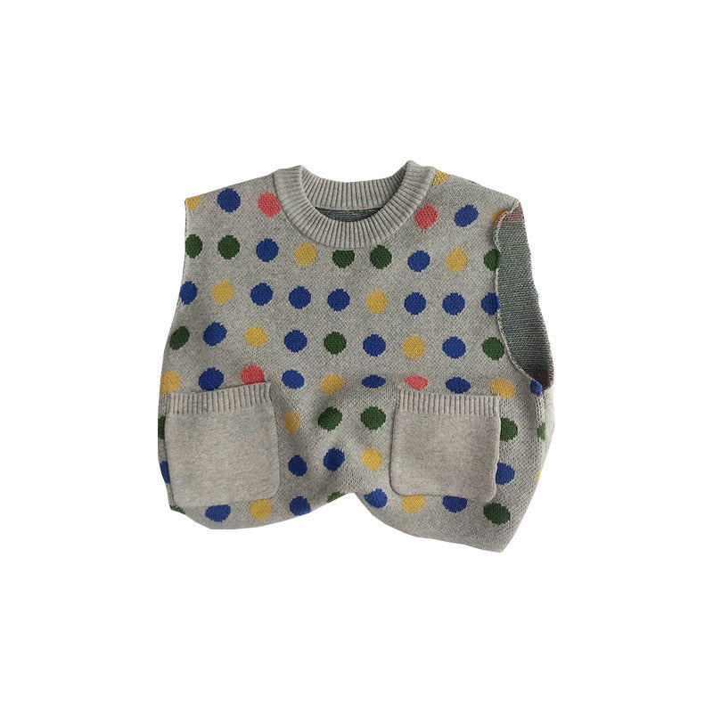 WD Polka Dot Rainbow Color Knit Vest