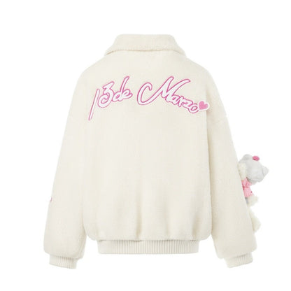 13DE MARZO Hello Kitty Bear Fleece Coat Star White