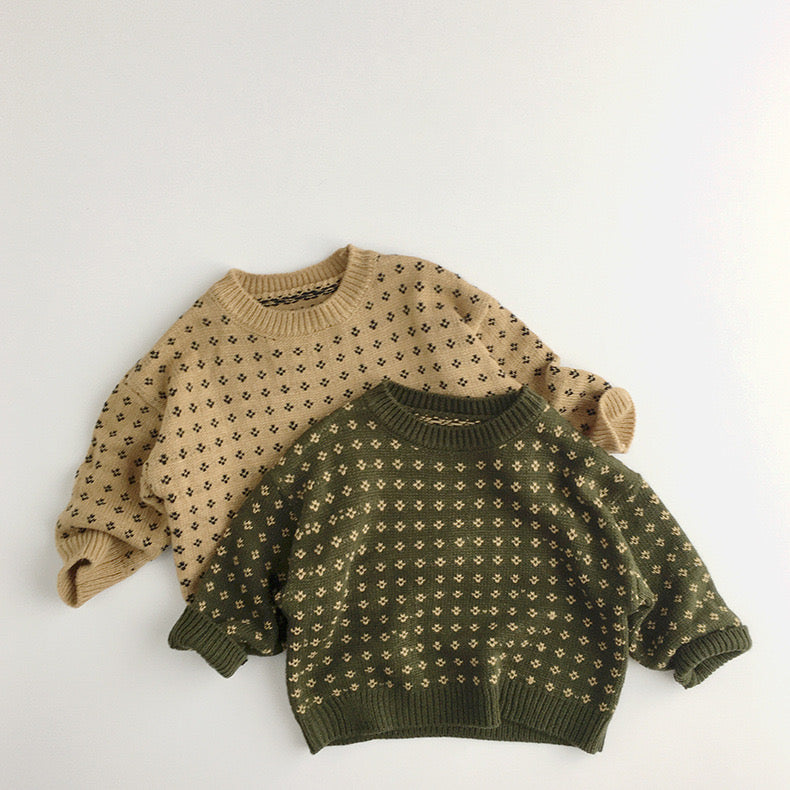 WD Knit Pullover Floral Dot Sweater