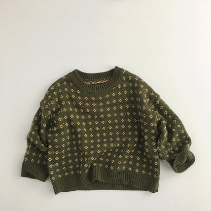 WD Knit Pullover Floral Dot Sweater