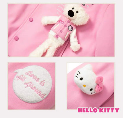 13DE MARZO Hello Kitty Bear Baseball Jacket Parfait Pink