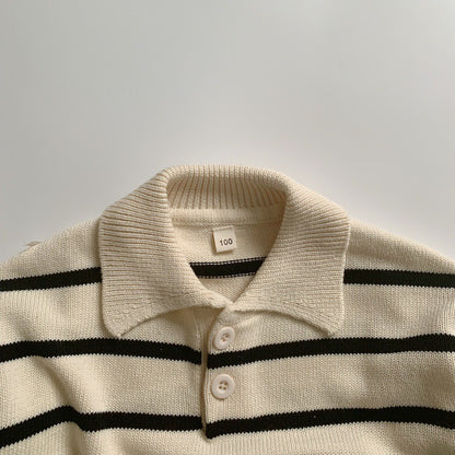 WD Striped Pullover Polo Knit Sweater