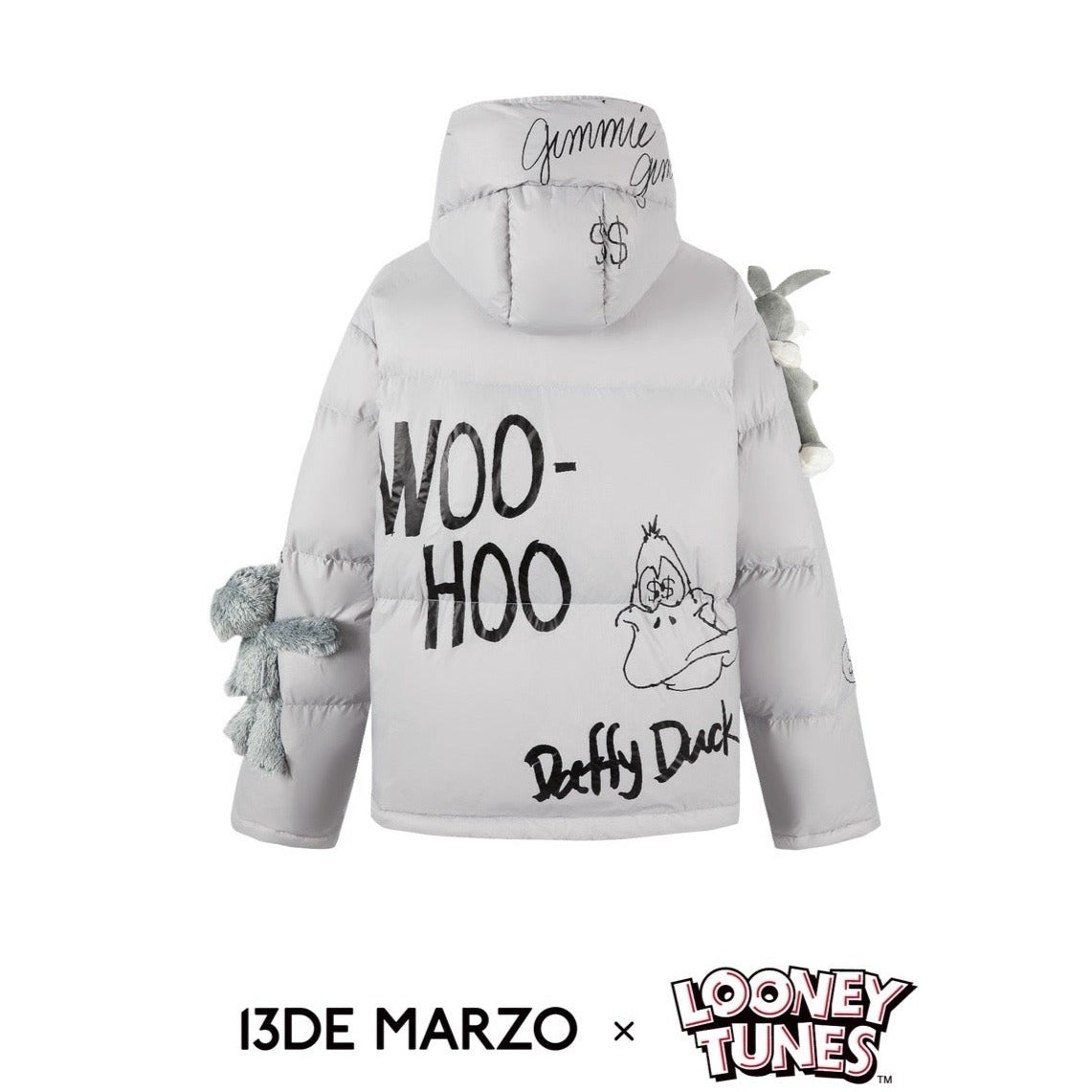 13DE MARZO x LOONEY TUNES Bug Bunny Sketch Down Jacket Vapor Gray