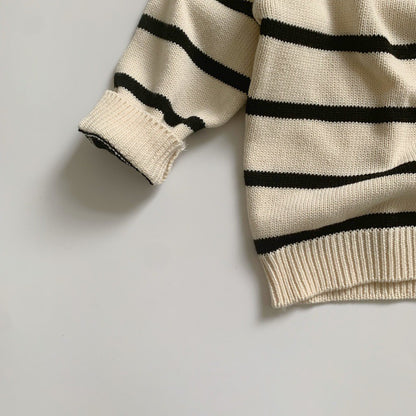 WD Striped Pullover Polo Knit Sweater