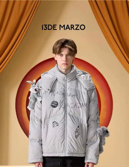 13DE MARZO x LOONEY TUNES Bug Bunny Sketch Down Jacket Vapor Gray