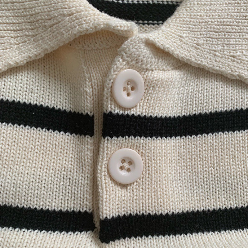 WD Striped Pullover Polo Knit Sweater