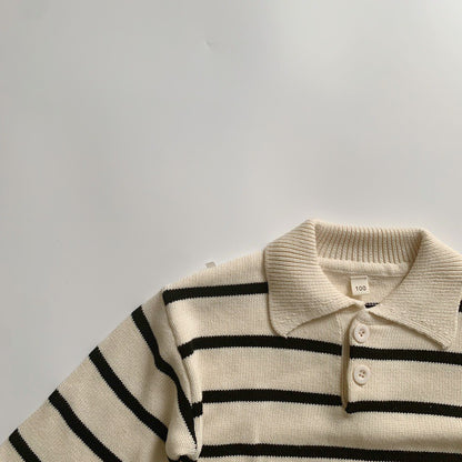 WD Striped Pullover Polo Knit Sweater