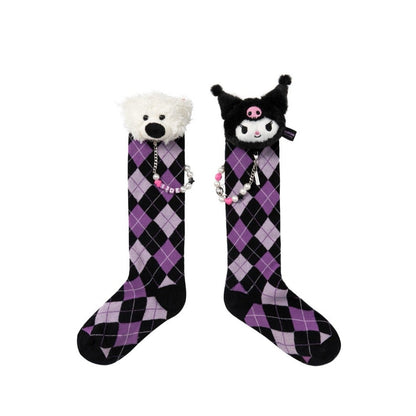 13DE MARZO Kuromi Bear Chain Socks Moonless Night