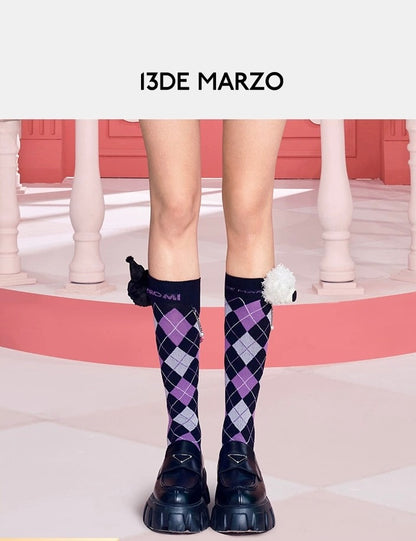 13DE MARZO Kuromi Bear Chain Socks Moonless Night