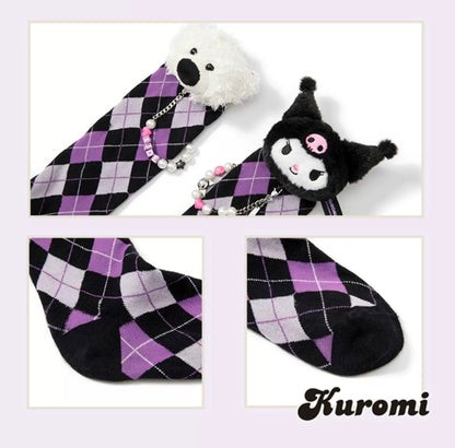 13DE MARZO Kuromi Bear Chain Socks Moonless Night