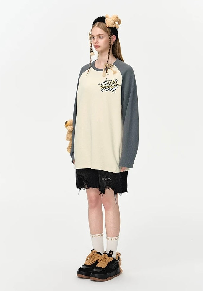 13DE MARZO Bear Waffle Check Sweatshirt