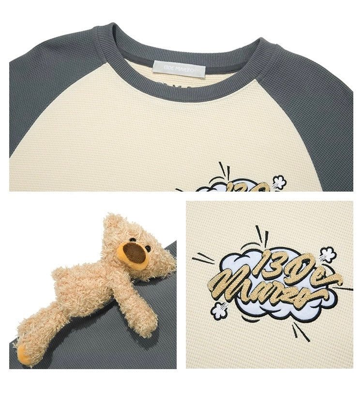 13DE MARZO Bear Waffle Check Sweatshirt