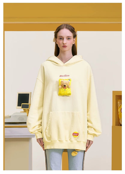 13DE MARZO X Lay's Flavor Bear Washed Hoodie Yellow