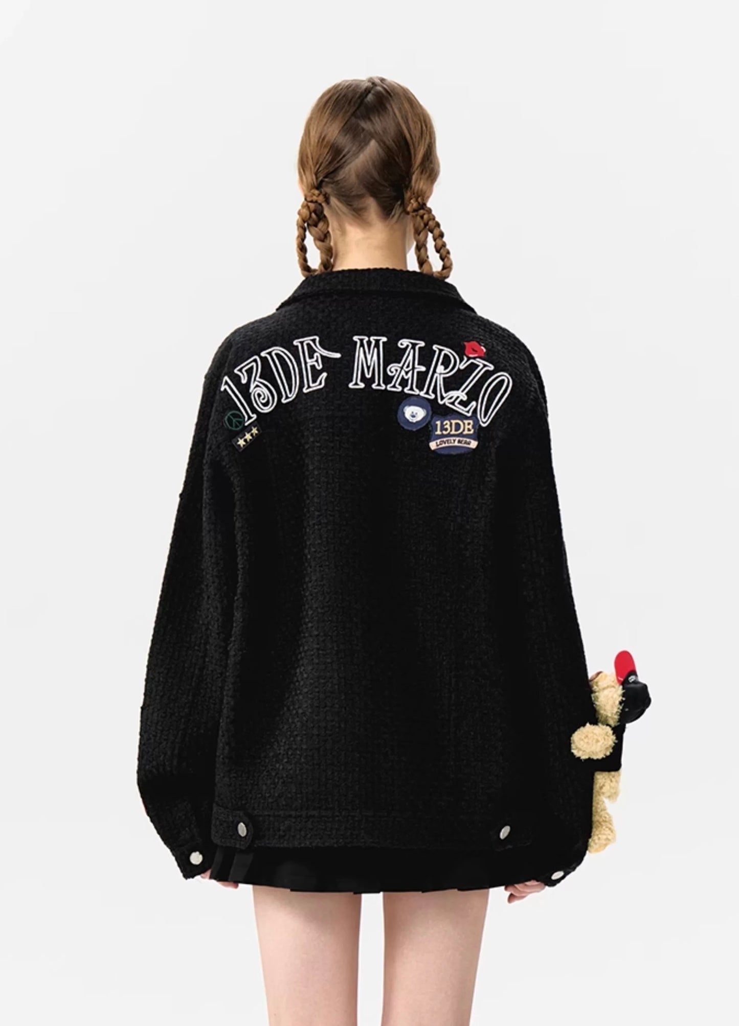 13DE MARZO Bear Badges Jacket Jet Black