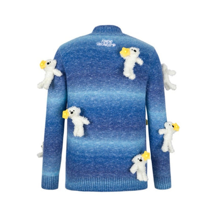 13DE MARZO Lumi Star Bear Knit Cardigan Swedish Blue