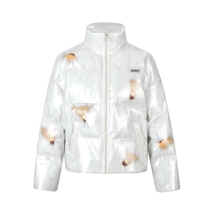 13DE MARZO Bear Icon Transparency Down Jacket White