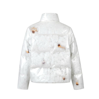 13DE MARZO Bear Icon Transparency Down Jacket White