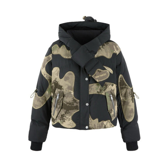 13DE MARZO Bear Camo Patch Down Jacket Black