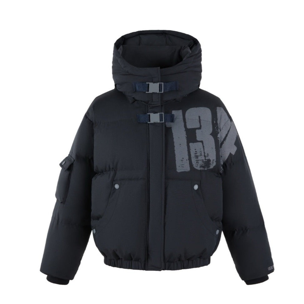 13DE MARZO Doozoo Graffiti Logo Down Jacket Black