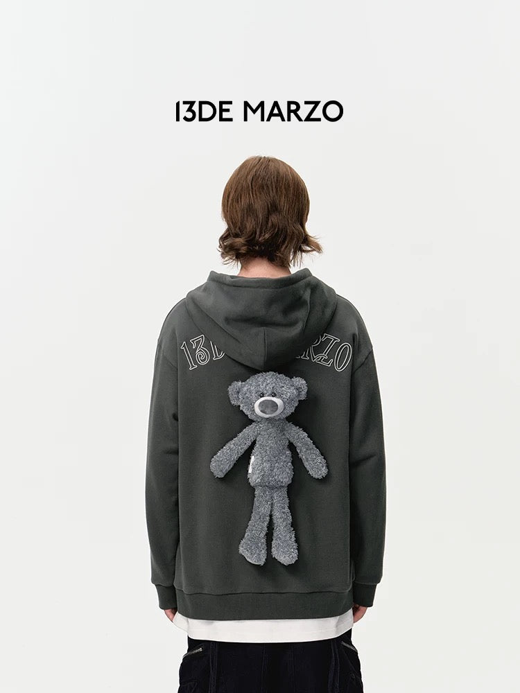 13DE MARZO Doozoo Logo Zip Up Hoodie Gray