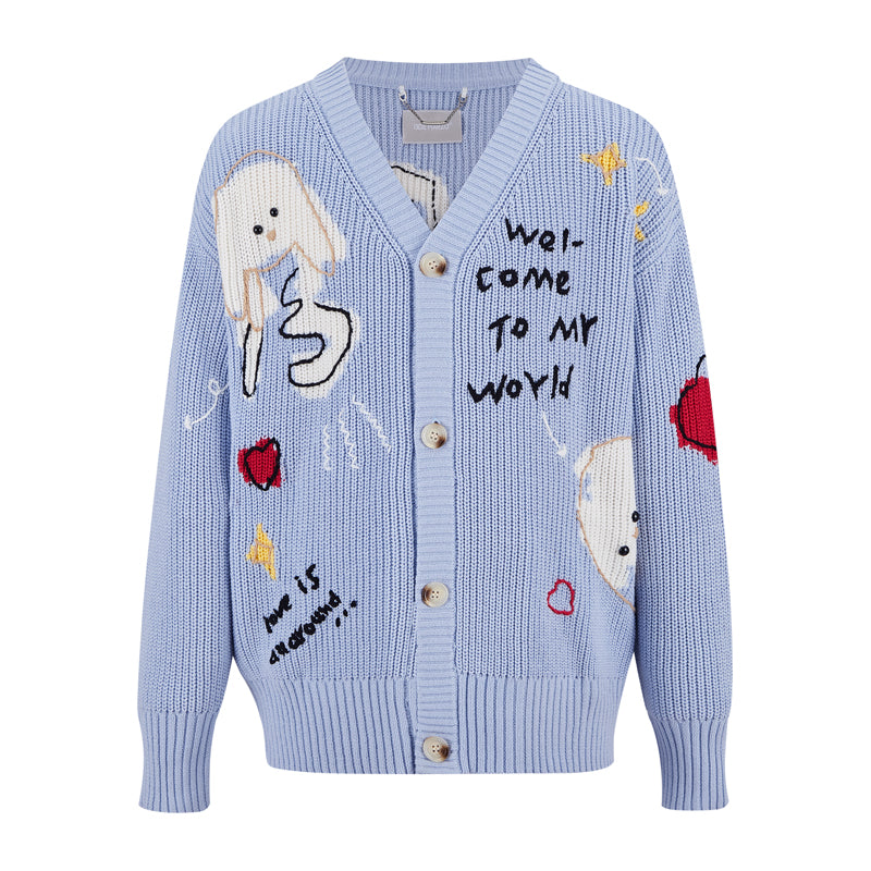 13DE MARZO Doozoo Doodles Cardigan Blue