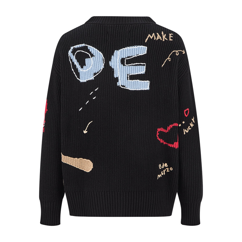 13DE MARZO Doozoo Doodles Cardigan Black