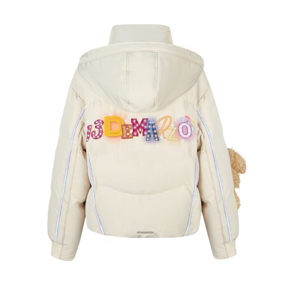 13DE MARZO Neon Light Down Jacket Cannoli Cream