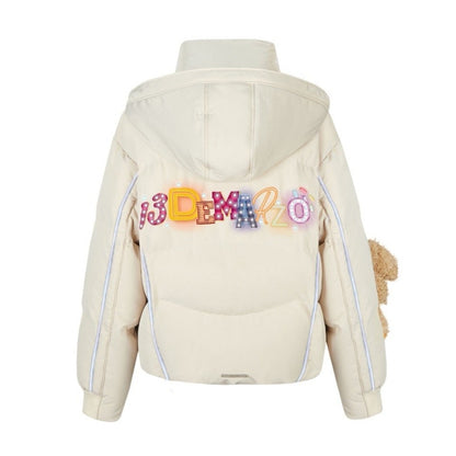 13DE MARZO Neon Light Down Jacket Cannoli Cream