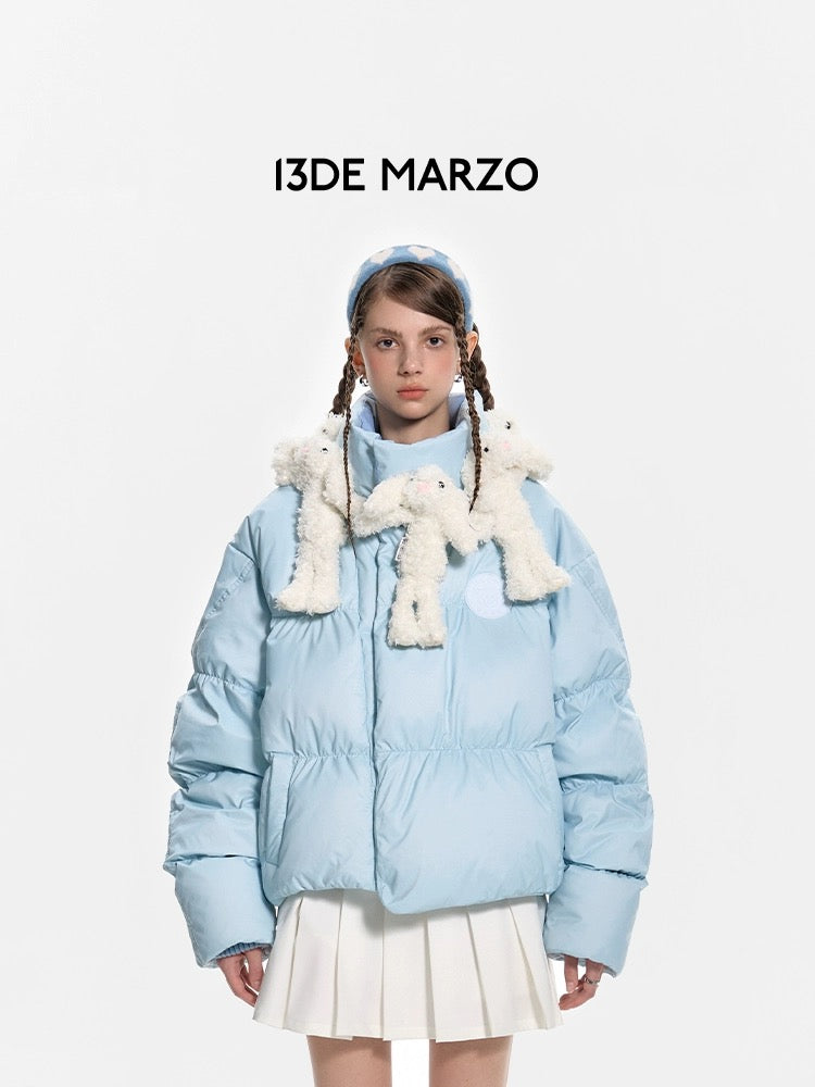 13DE MARZO Doozoo Neckround Down Jacket Saltwater Slide