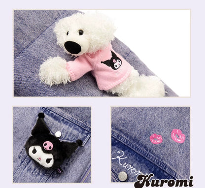 13DE MARZO Kuromi Bear Denim Down Jacket Navy Peony