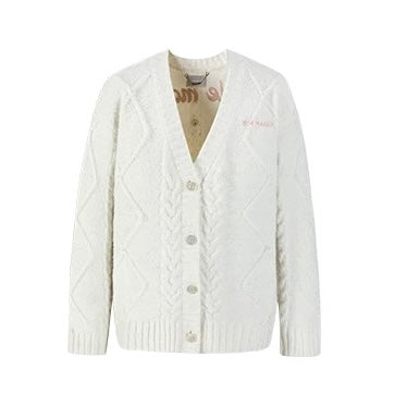 13DE MARZO Doozoo Pearl Embroidery Cardigan White