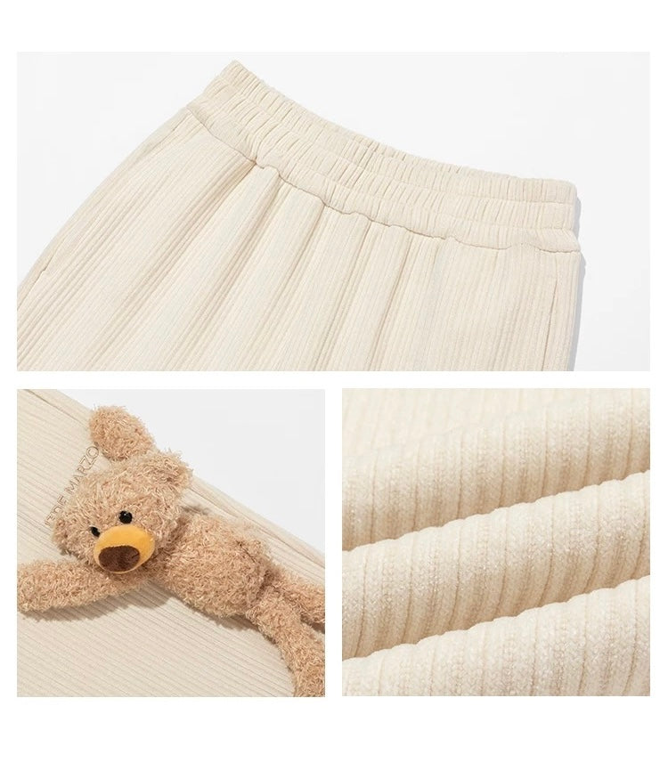 13DE MARZO Bear Corduroy Sweatpants Beige