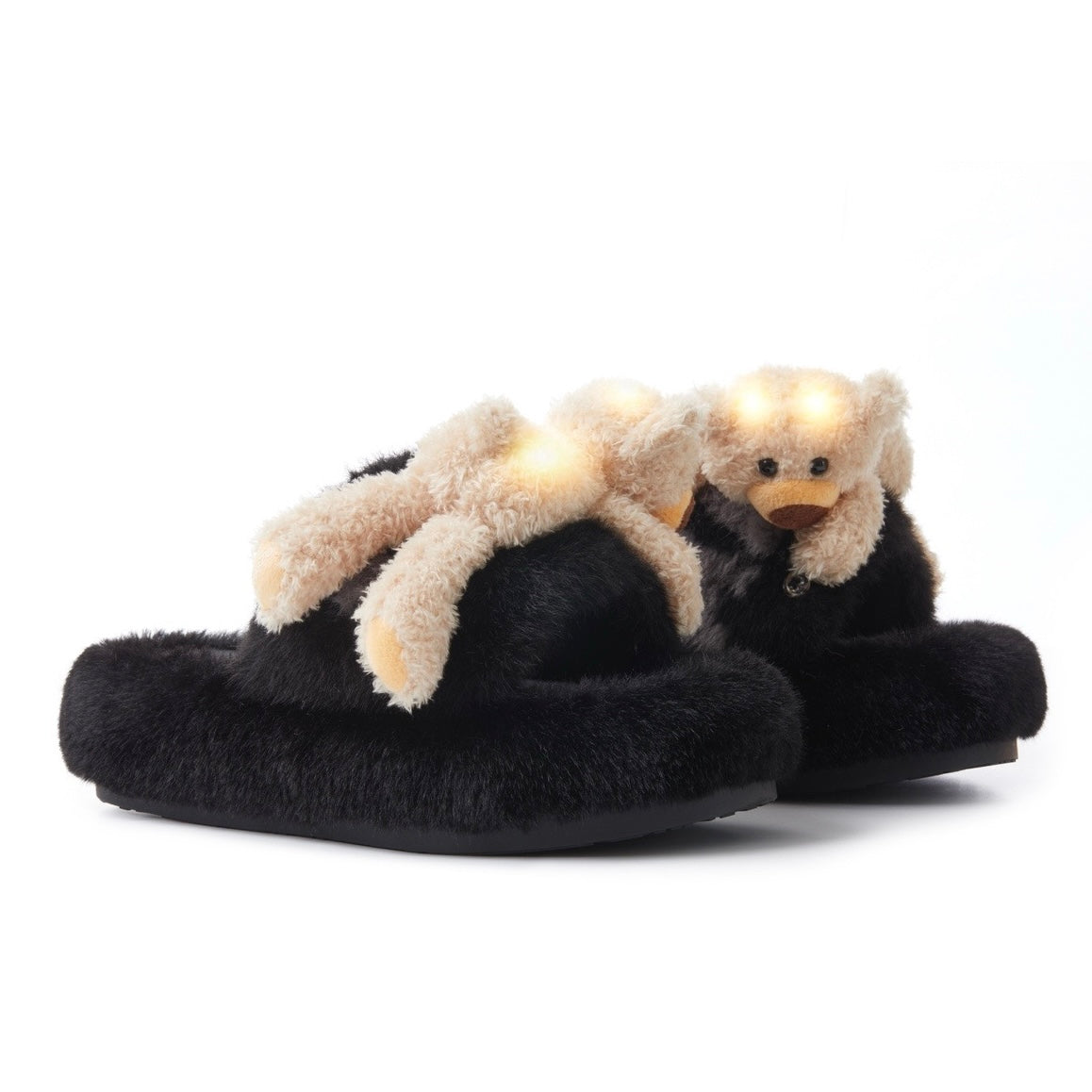 13DE MARZO Doozoo Glowing Fuzzy Slipper Black