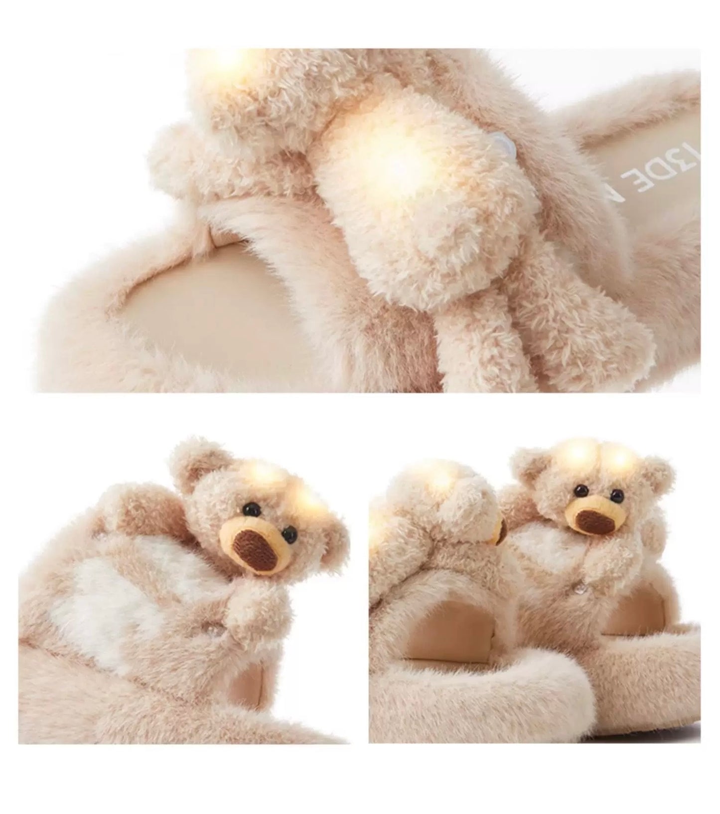 13DE MARZO Doozoo Glowing Fuzzy Slipper Khaki