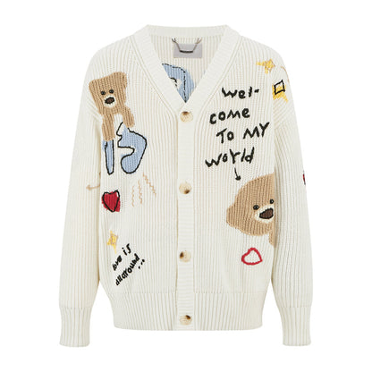 13DE MARZO Doozoo Doodles Cardigan White