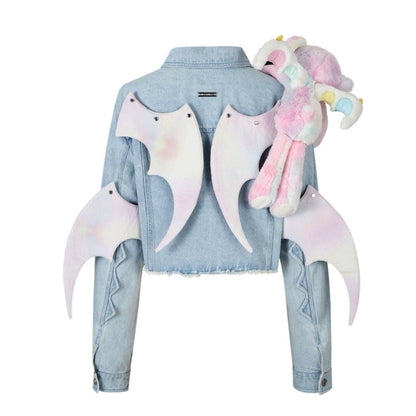 13DE MARZO x INSTINCTOY Crystal Erosion Bear Denim Jacket Illusion Blue