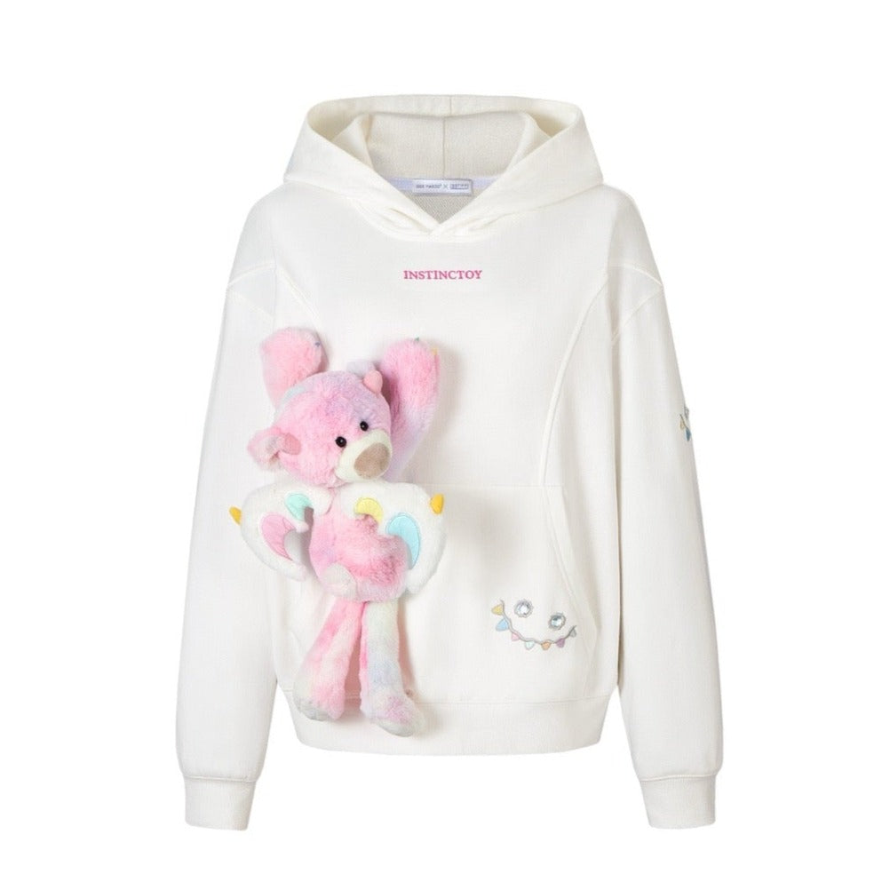 13DE MARZO x INSTINCTOY Crystal Erosion Bear Hoodie White