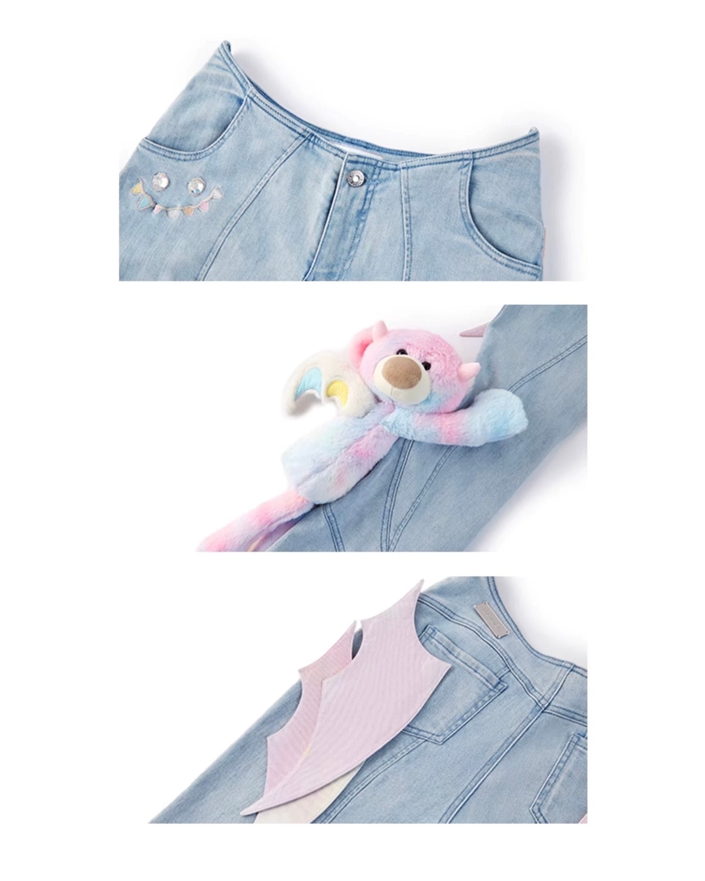 13DE MARZO x INSTINCTOY Crystal Erosion Bear Jeans Illusion Blue