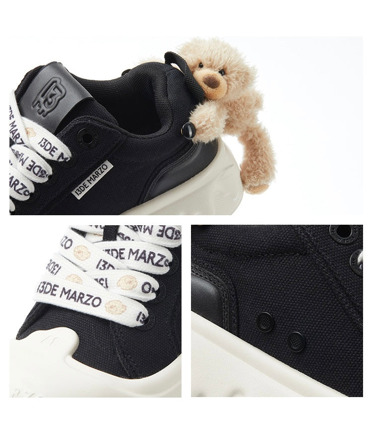 13DE MARZO Bear Melt Canvas Sneakers Black