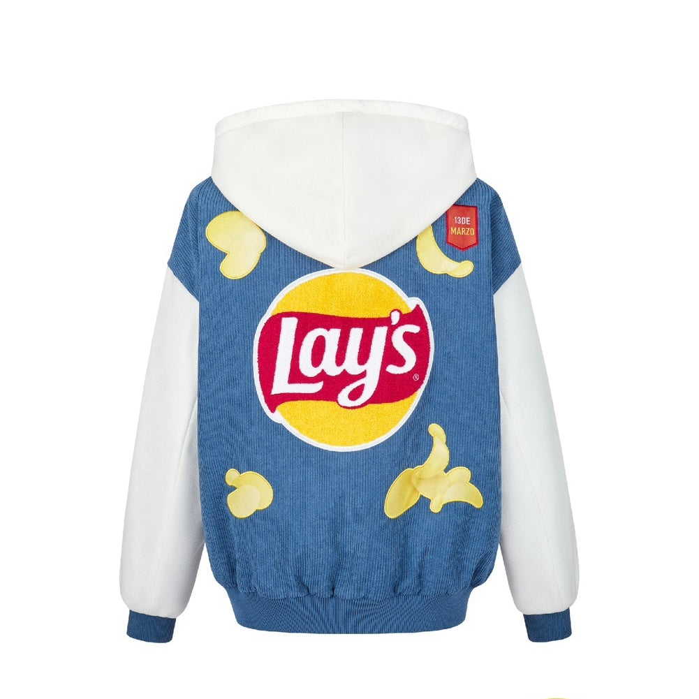 13DE MARZO X Lay's Bear Corduroy Baseball Jacket Blue