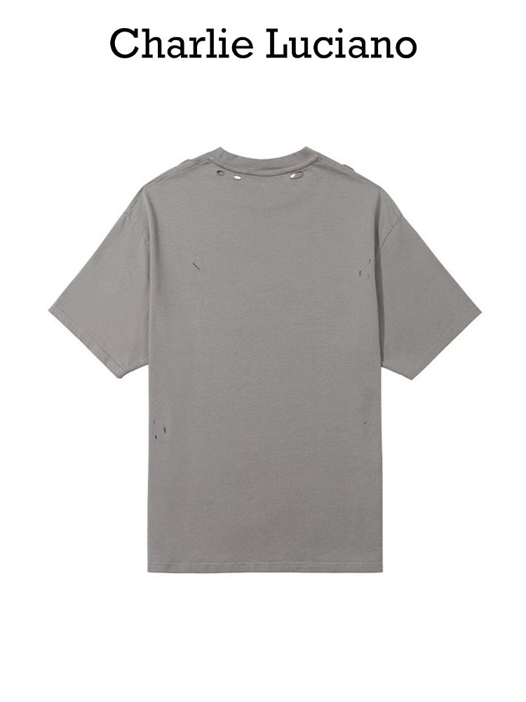 Charlie Luciano Bambi Distressed Print Tee Grey