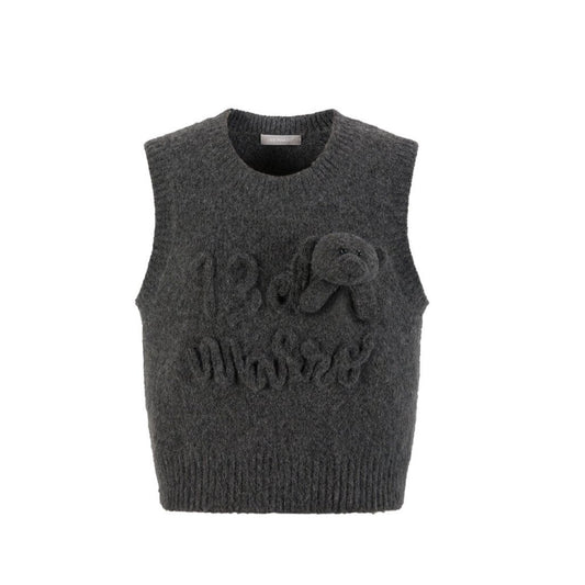 13DE MARZO Rope Knit Logo Vest Grey